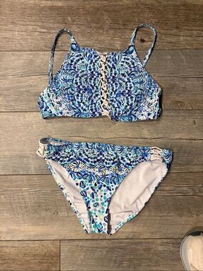 Lilly Pulitzer bikini swimsuit turquoise blues  Sz 12